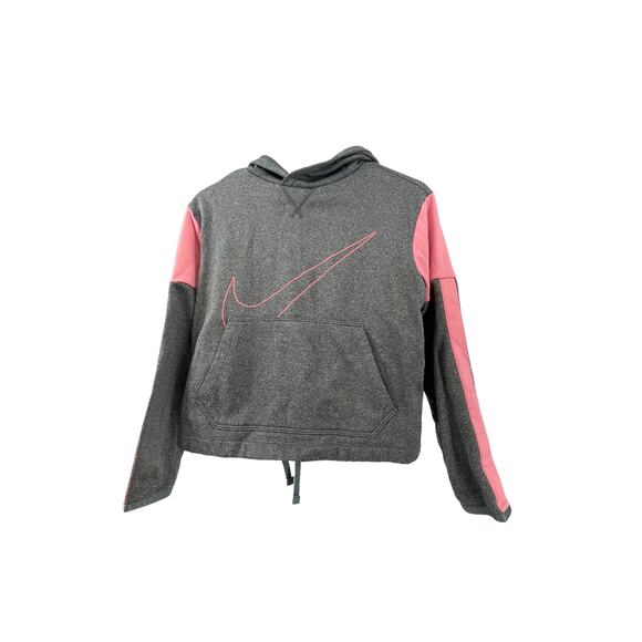 Nike Girls Gray Pink Dri-Fit Pullover Hoodie Youth Size Large - Picture 1 of 5